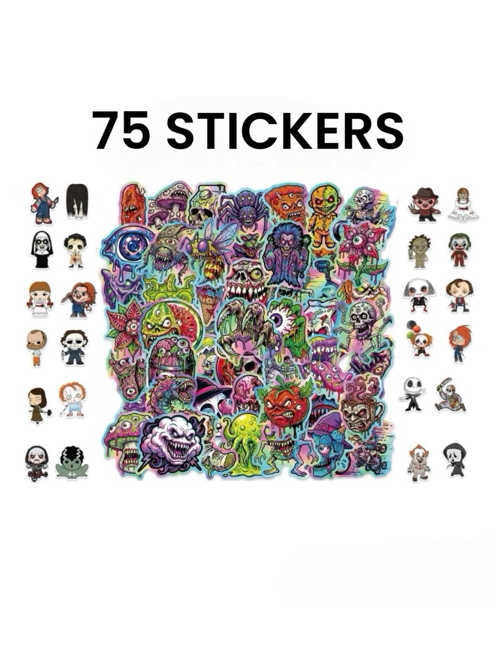75 Dark Horror Skull Monster Stickers